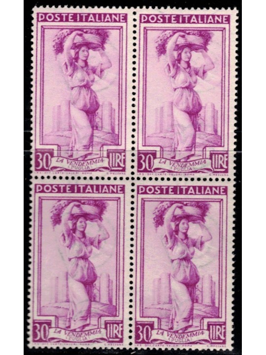 ITALY 1950 Italy at work L.30 in block of four MNH**