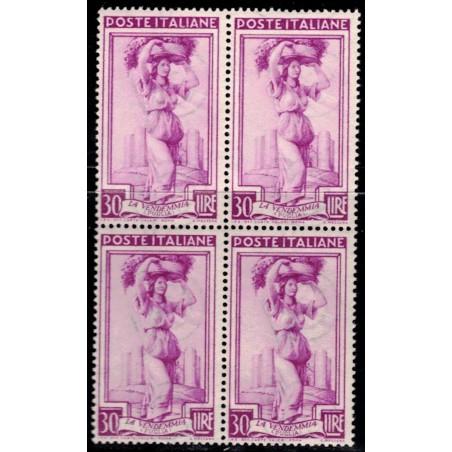 ITALY 1950 Italy at work L.30 in block of four MNH**