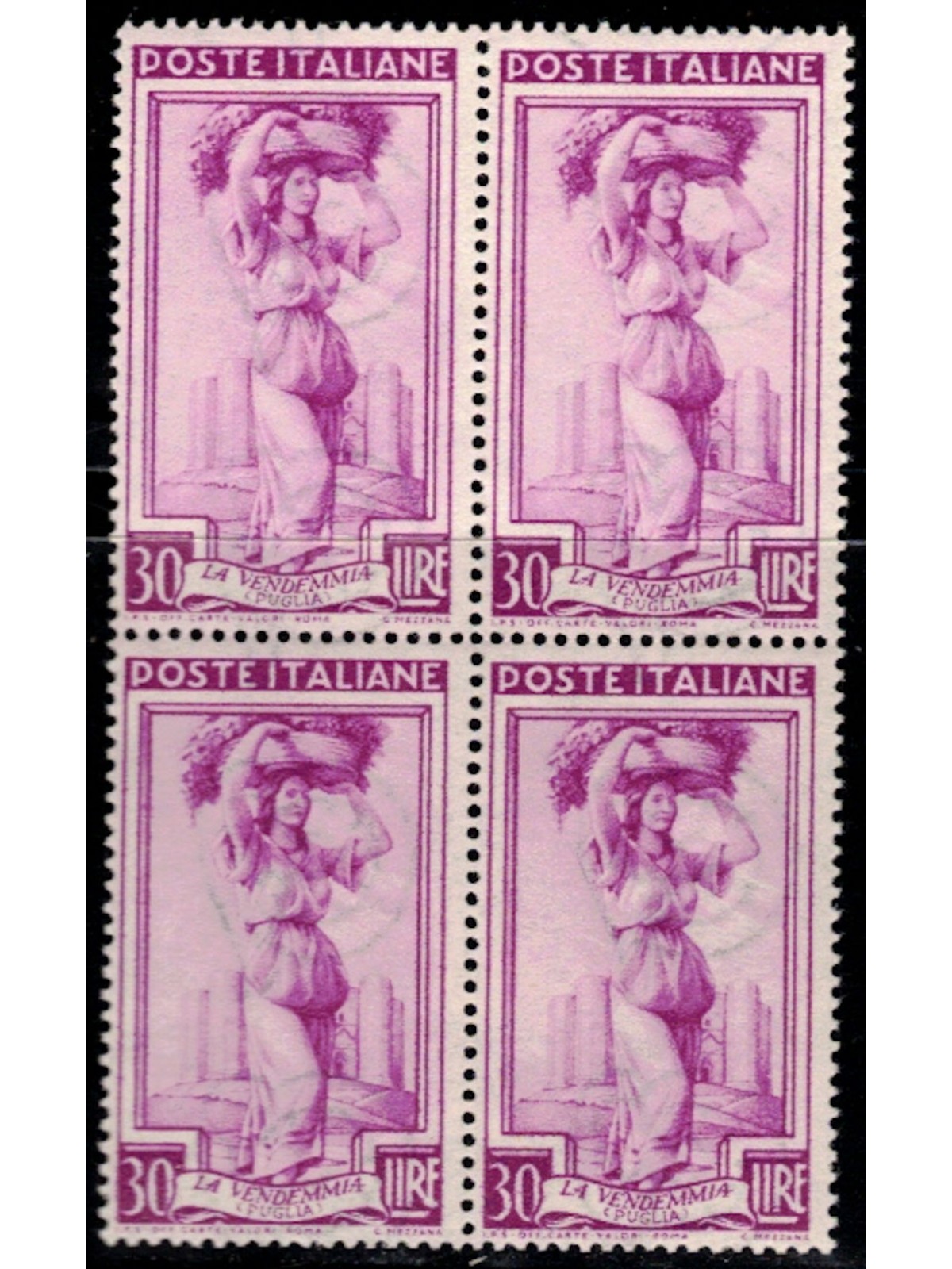 ITALY 1950 Italy at work L.30 in block of four MNH**