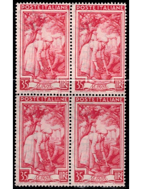 ITALY 1950 Italy at work L.35 in block of four MNH**