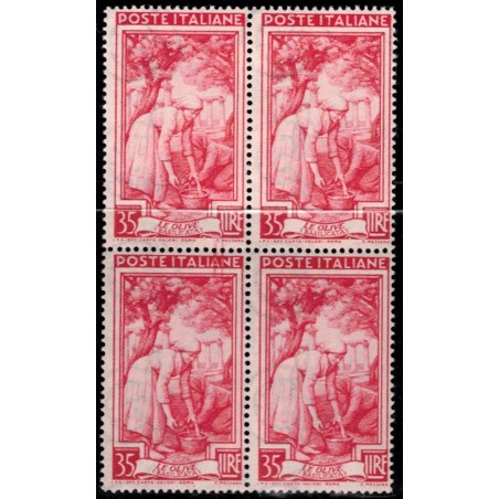 ITALY 1950 Italy at work L.35 in block of four MNH**
