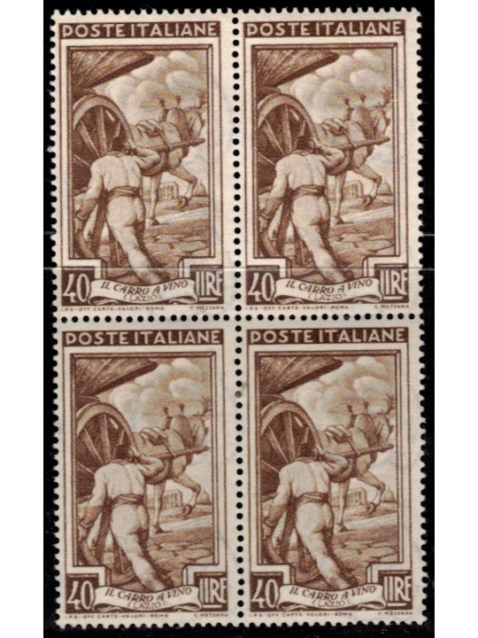 ITALIA 1950 Italia al lavoro L.40 in quartina MNH**