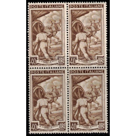 ITALY 1950 Italy at work L.40 in block of four MNH**
