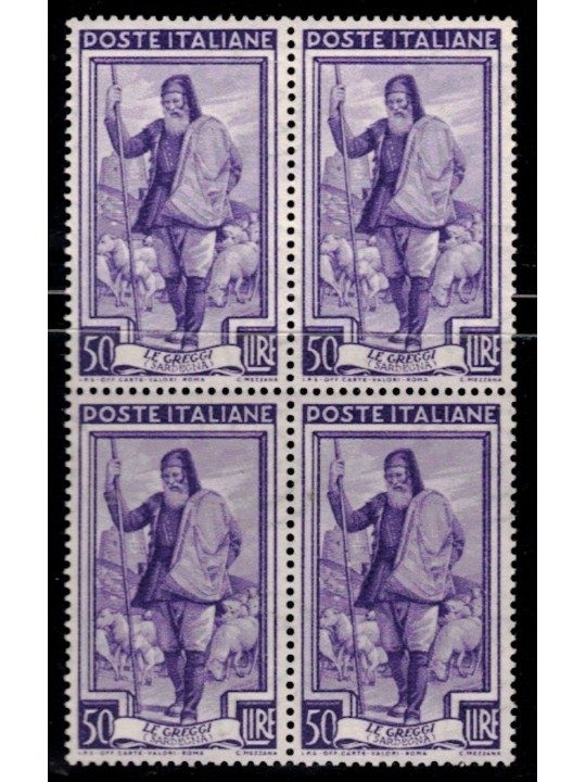 ITALY 1950 Italy at work L.50 in block of four MNH**
