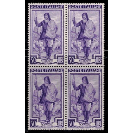 ITALIA 1950 Italia al lavoro L.50 in quartina MNH**