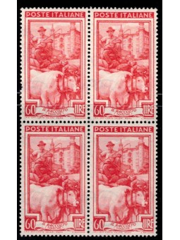 ITALY 1950 Italy at work L.60 in block of four MNH**