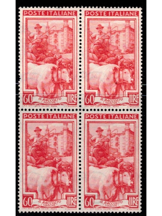 ITALIA 1950 Italia al lavoro L.60 in quartina MNH**
