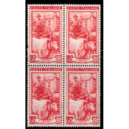 ITALY 1950 Italy at work L.60 in block of four MNH**