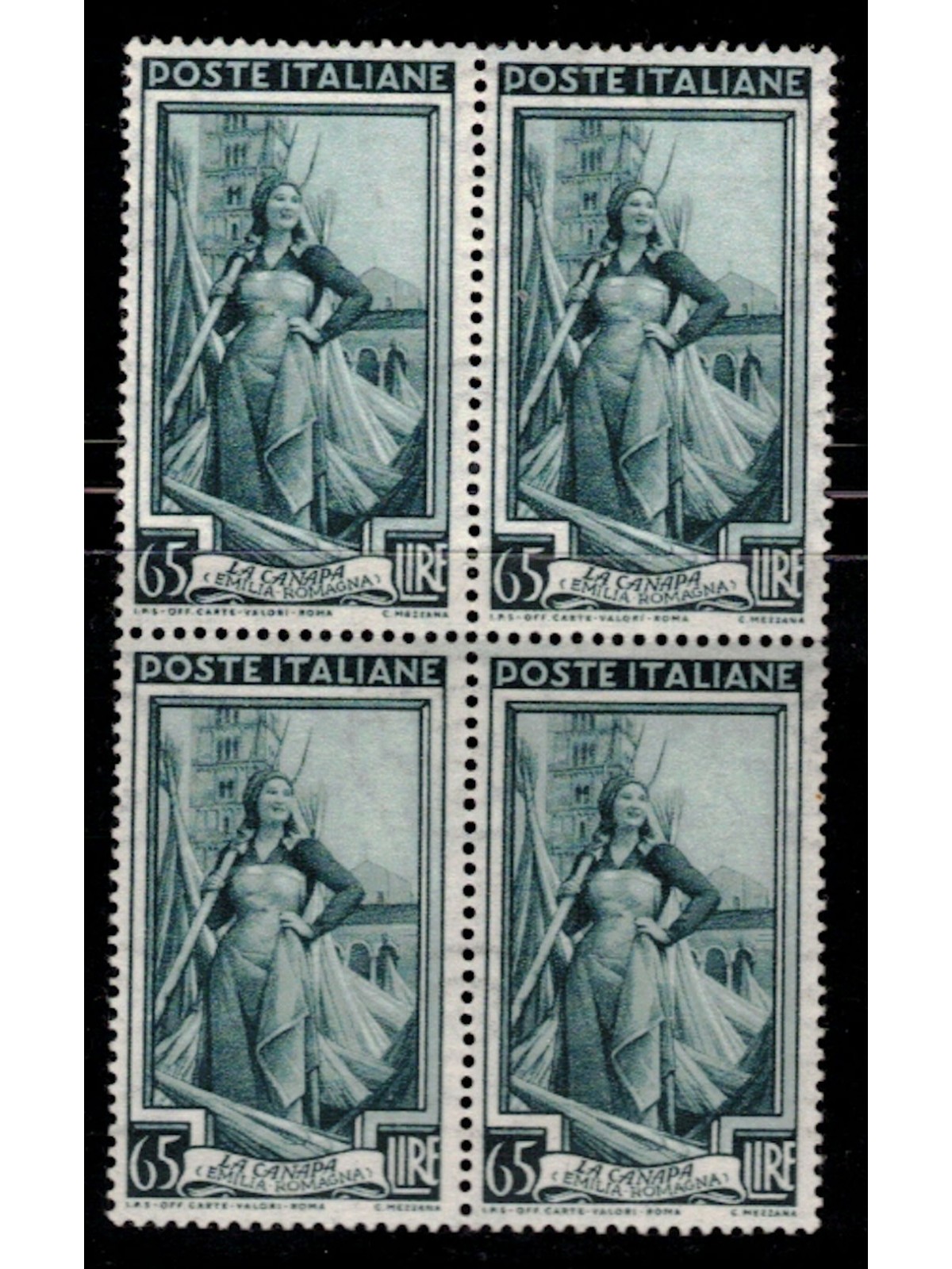 ITALY 1950 Italy at work L.65 in block of four MNH**