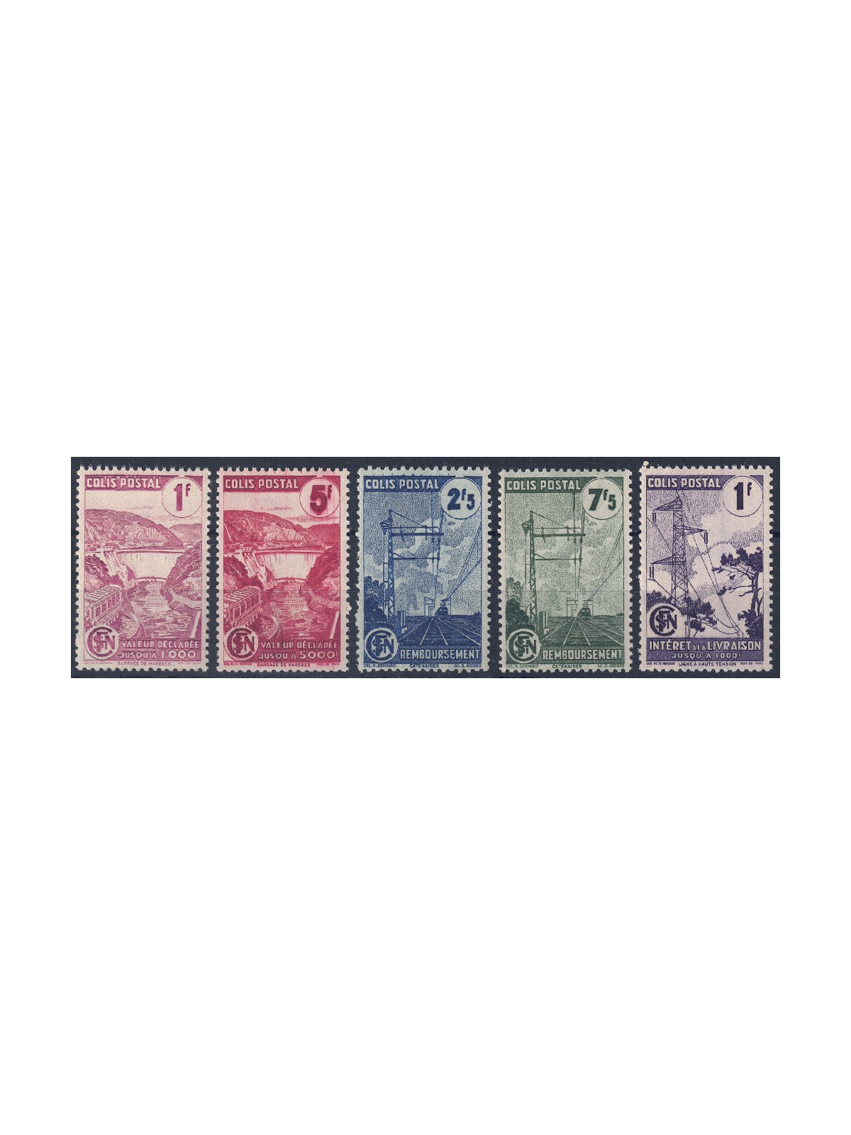 FRANCE 1944/45 Electrification of the Railways (Postal Parcels) 5v MNH**