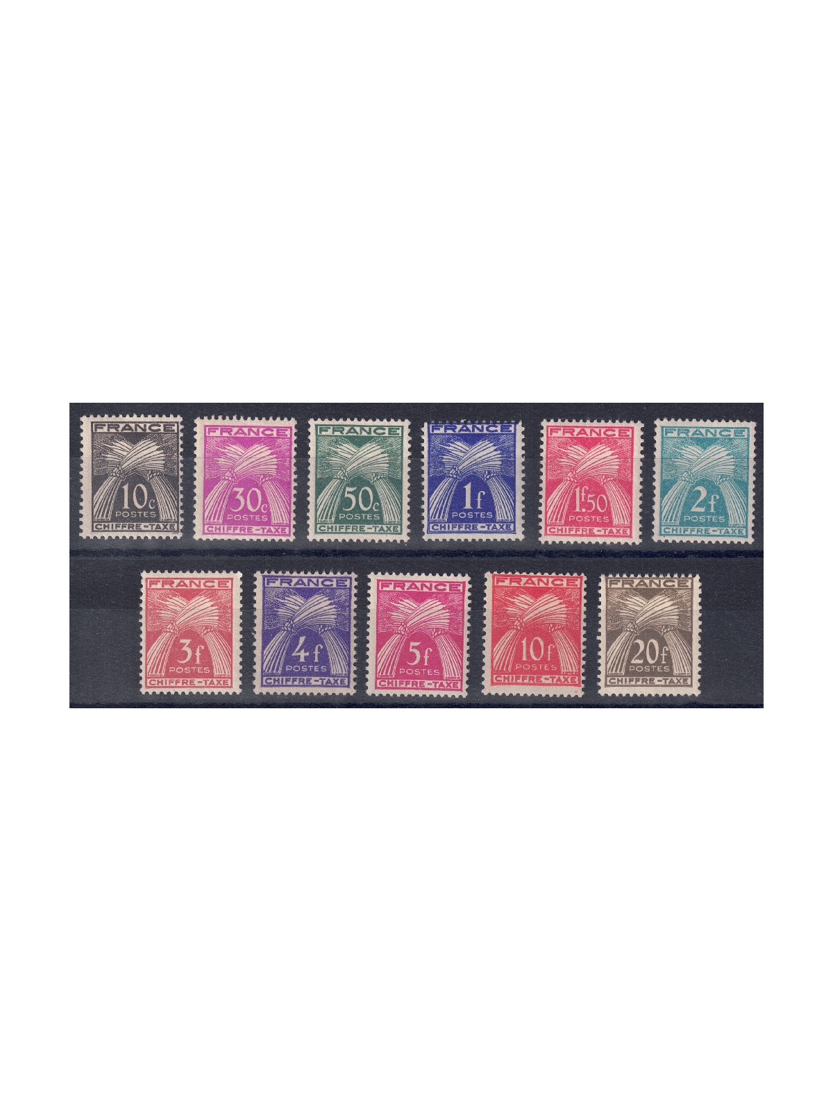FRANCE 1943/46 Postage Due (Sheaves of Wheat) 11v MNH**