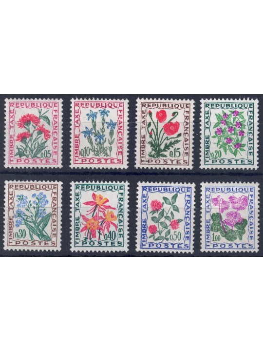 FRANCE 1964/71 Postage Due (flowers) 8v MNH**