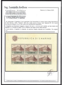 SAN MARINO 1951 Veduta (posta aerea) BF MNH** ©