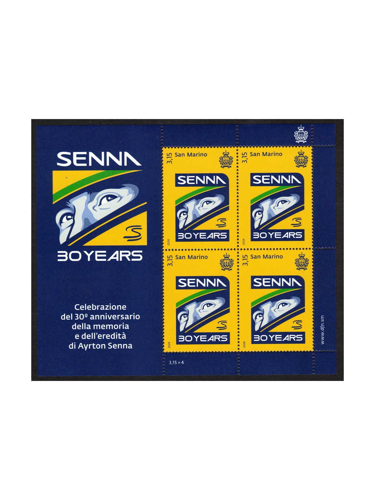 SAN MARINO 2024 Ayrton Senna m/s MNH**