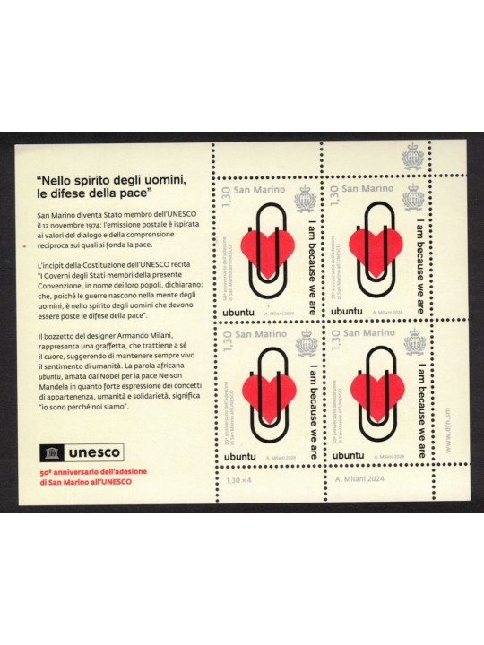 SAN MARINO 2024 - 50th UNESCO Membership m/s MNH**
