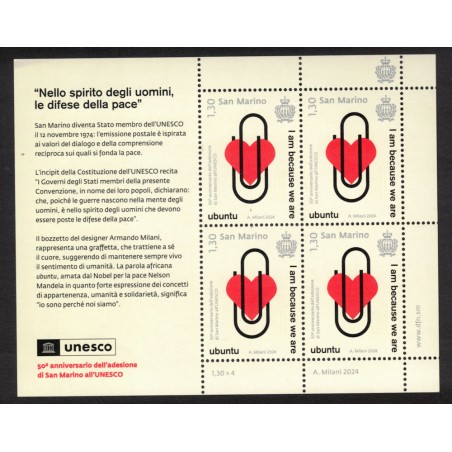 SAN MARINO 2024 - 50th UNESCO Membership m/s MNH**