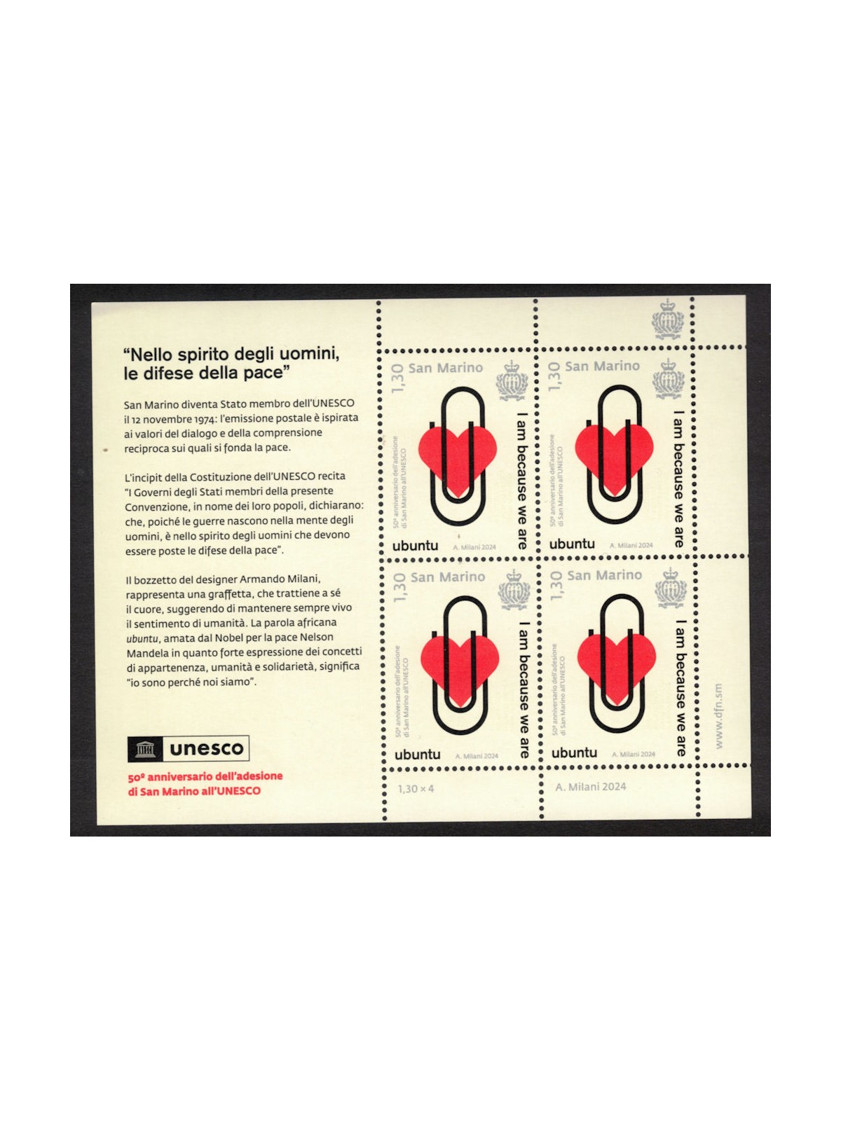SAN MARINO 2024 Adesione UNESCO MF MNH**