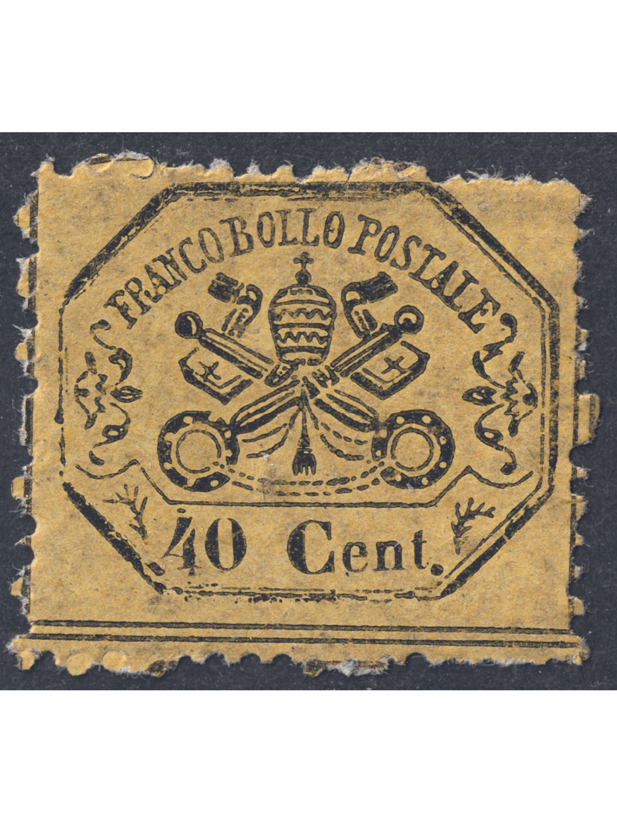 STATO PONTIFICIO 1868 Terza emissione (40c giallo limone) MNH**