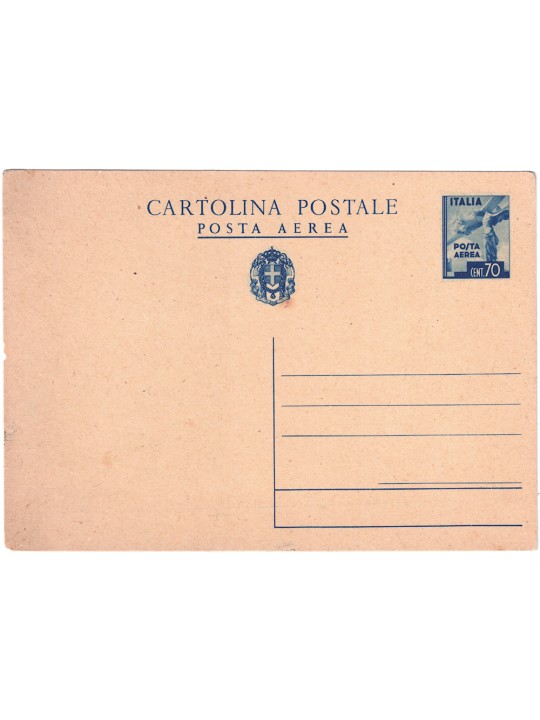 ITALY KINGDOM 1943 Airmail 70c blue, New Postcard