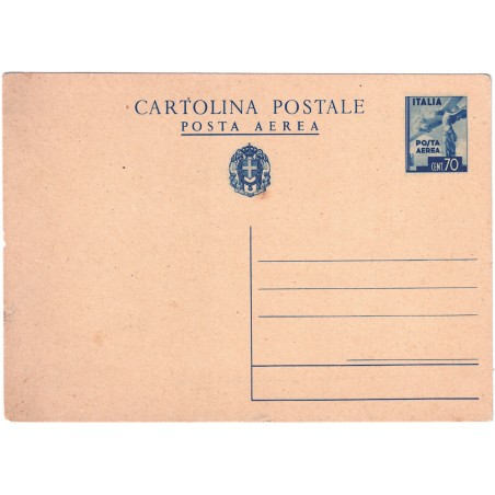 ITALY KINGDOM 1943 Airmail 70c blue, New Postcard