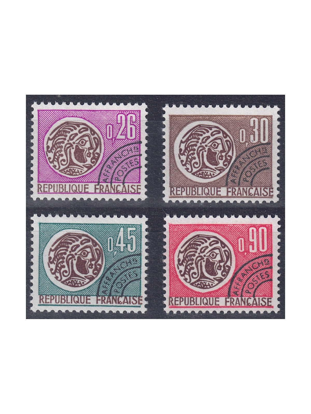 FRANCE 1971 Pre-Cancelled (Gallic Coin) 4v MNH**