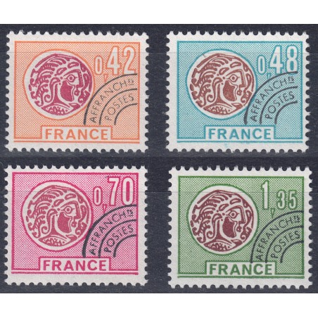 FRANCE 1975 Pre-Cancelled (Gallic Coin) 4v MNH**