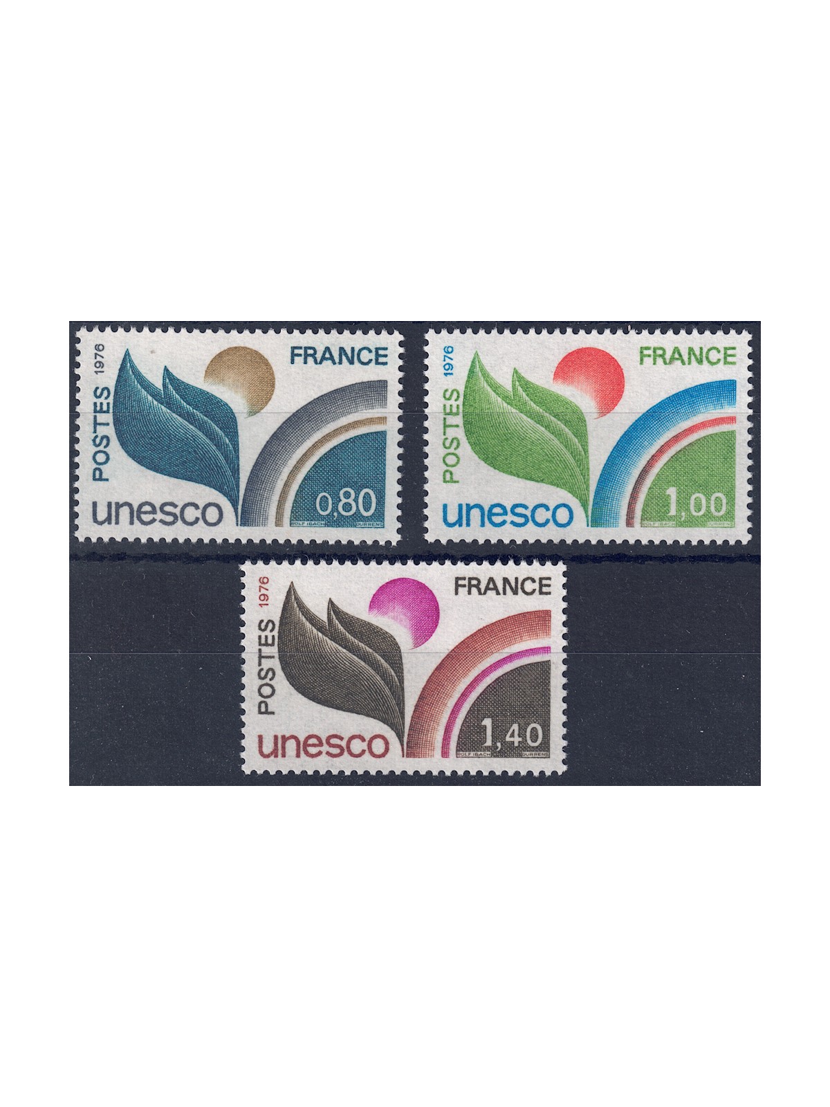 FRANCE 1976 Official Stamps (UNESCO) 3v MNH**