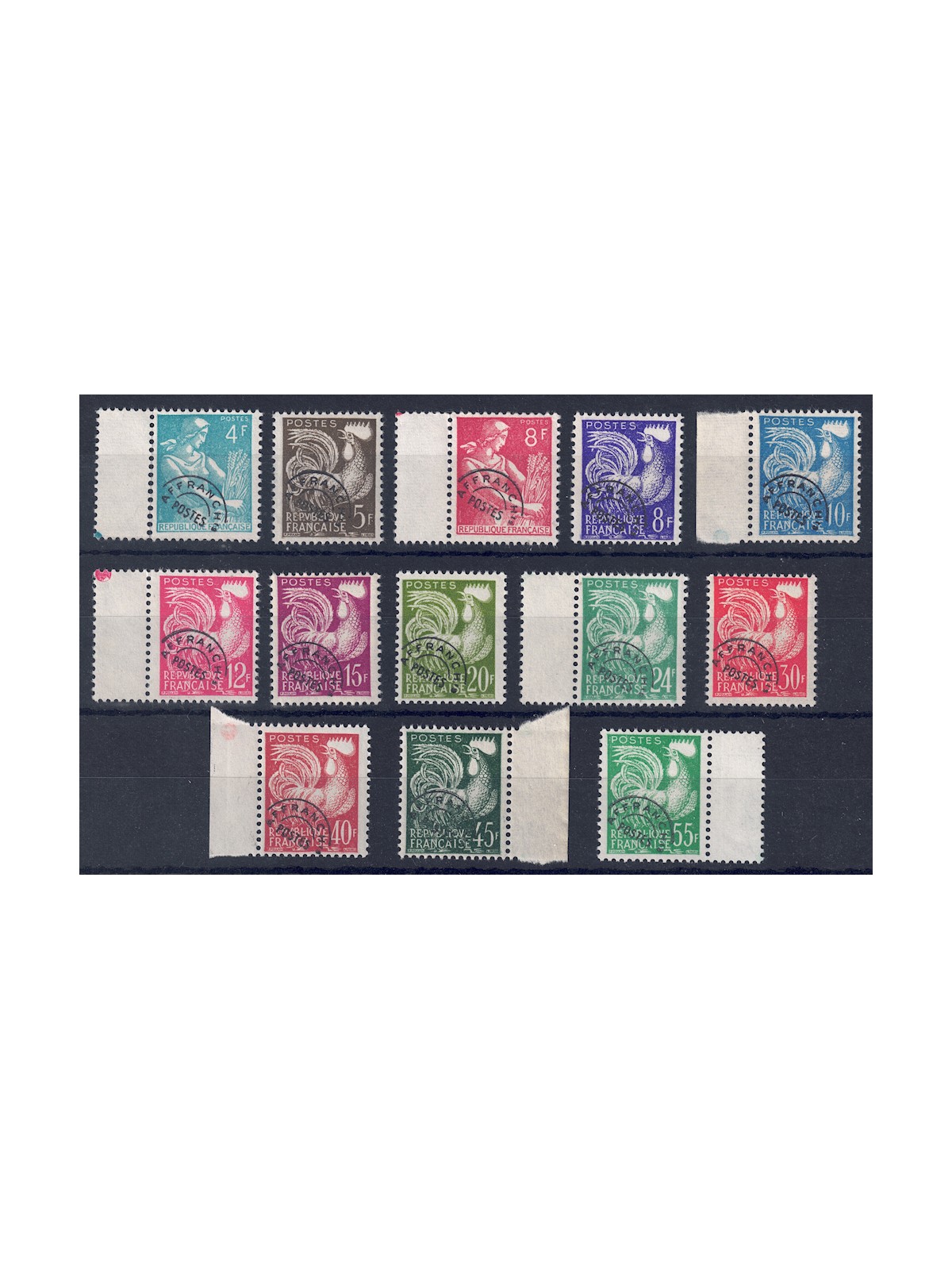 FRANCIA 1954/59 Preannullati (Mietitrice e Gallo) 13v MNH**