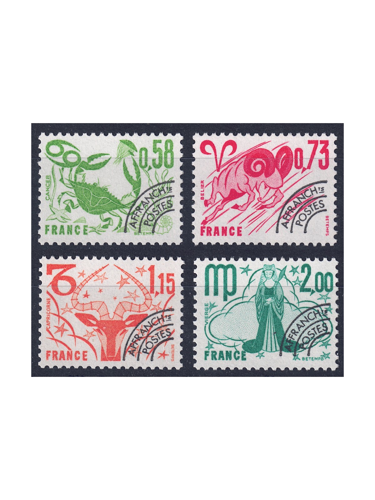 FRANCE 1978 Pre-Cancelled (Signs of the Zodiac 2nd Series) 4v MNH**