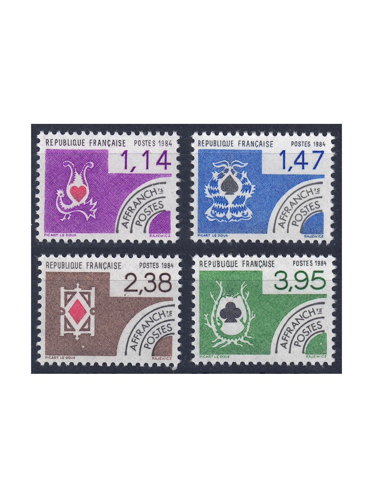 FRANCE 1984 Pre-Cancelled (The Card Game) 4v MNH**