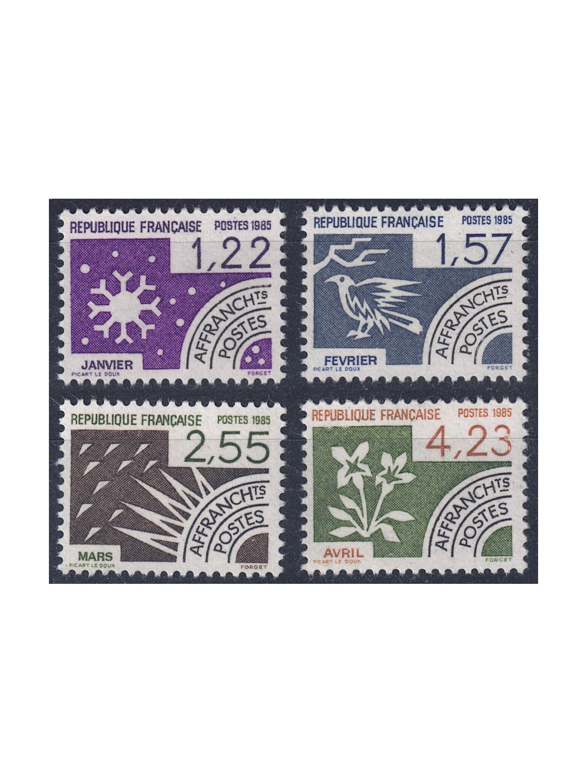 FRANCIA 1985 Preannullati (I Mesi dell'Anno - 1ª Serie) 4v MNH**