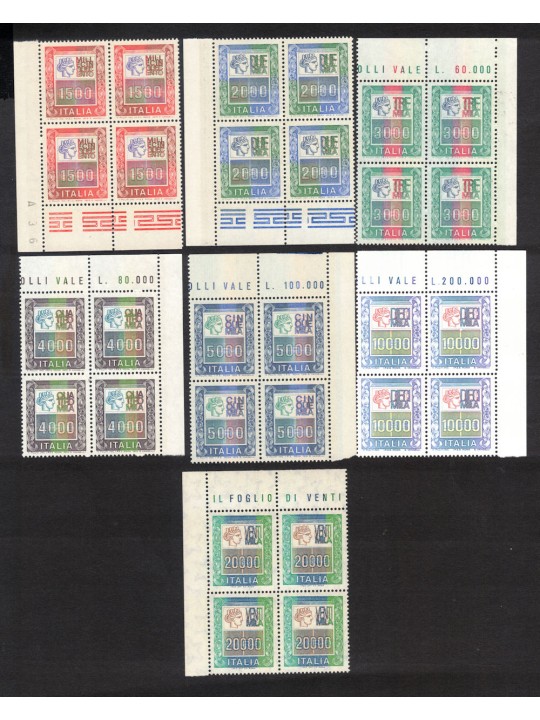 ITALY 1978-79 High values (in blocks of four) 7v MNH**