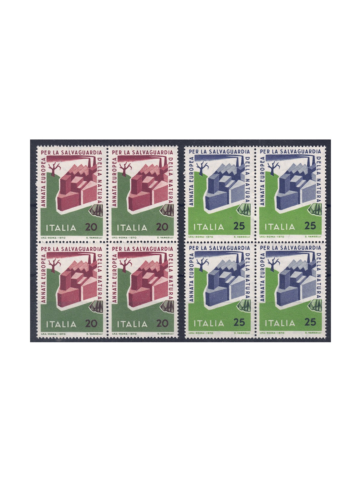 ITALIA 1970 Salvaguardia della natura 2v in quartina MNH**