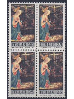 ITALY 1970 Christmas in block of four MNH**