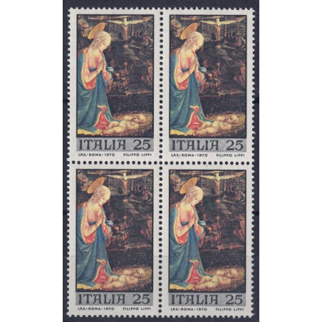 ITALY 1970 Christmas in block of four MNH**