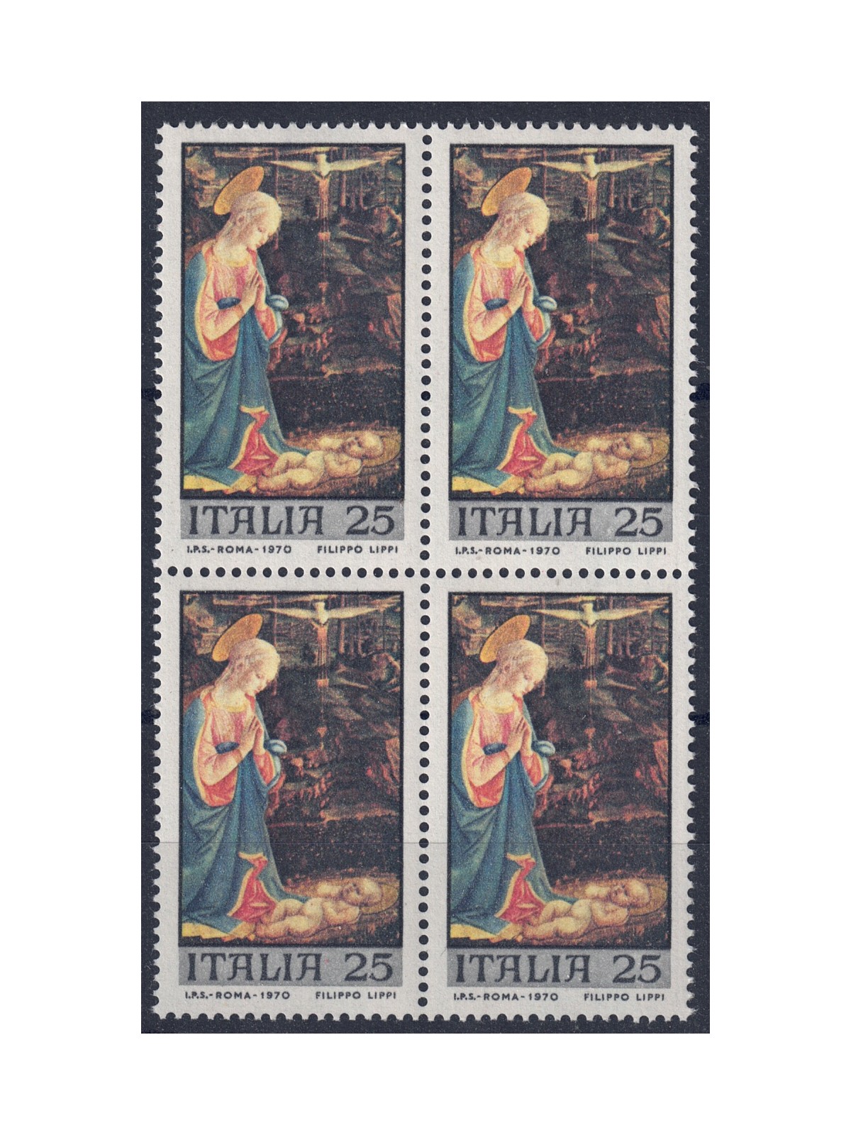 ITALIA 1970 Natale in quartina MNH**