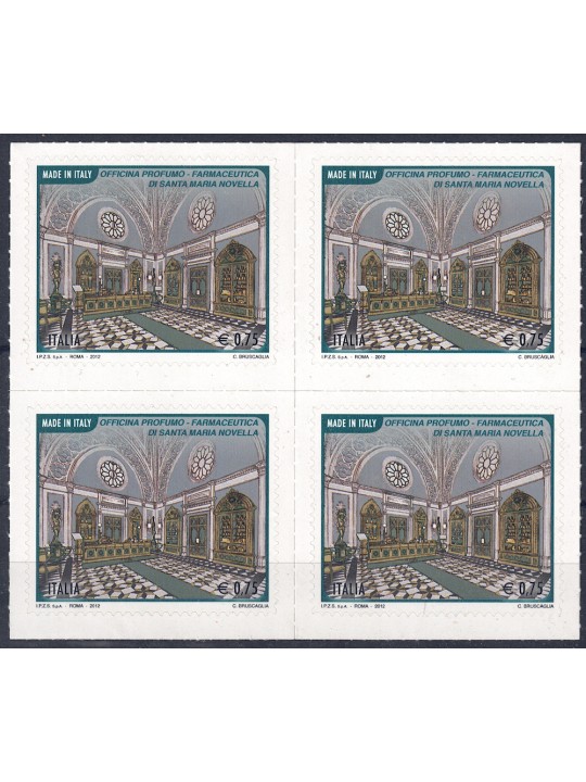 ITALIA 2012 Officina Profumo in quartina MNH**