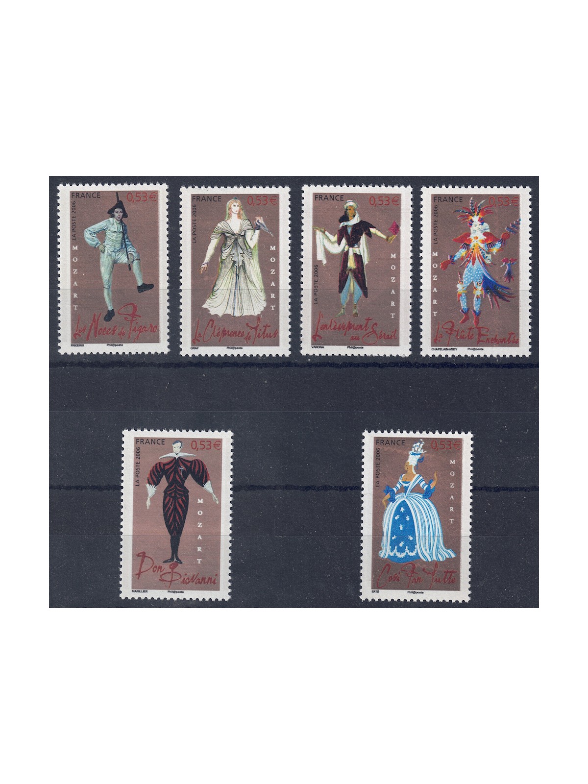 FRANCE 2006 Wolfgang Amadeus Mozart 6v MNH**