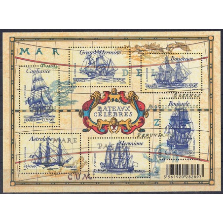 FRANCIA 2008 Celebri Velieri BF MNH**