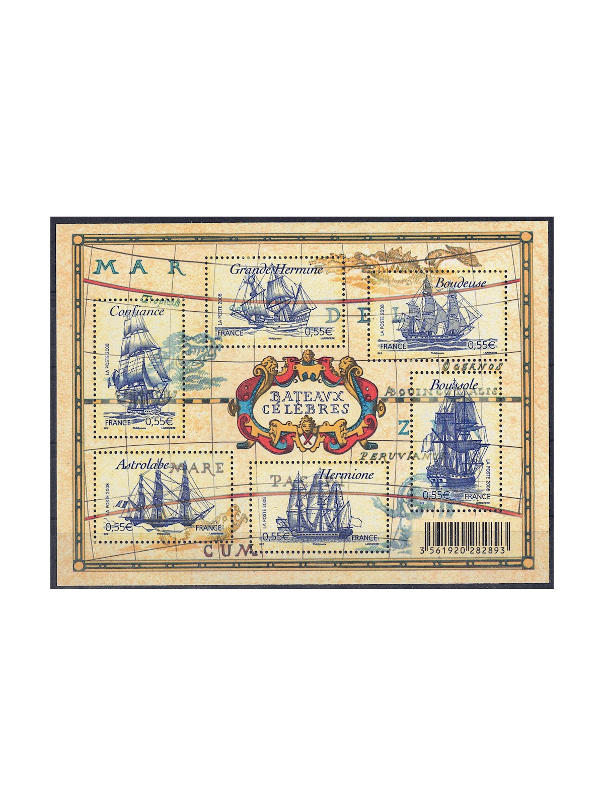 FRANCIA 2008 Celebri Velieri BF MNH**