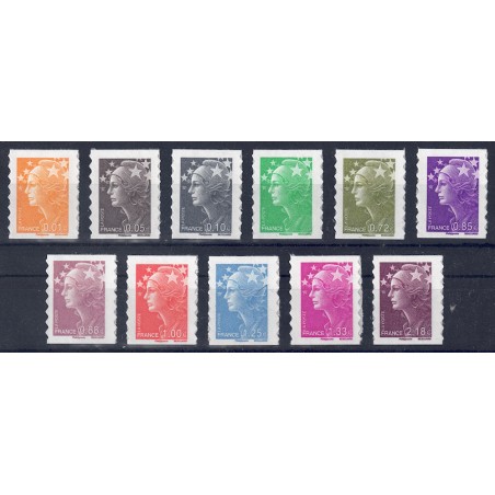 FRANCE 2008 Marianne and Europe (self-adhesive) 11v MNH**