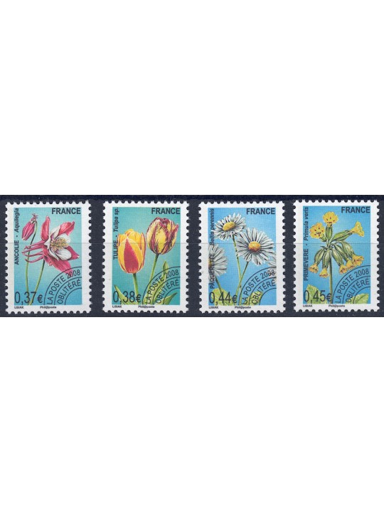 FRANCE 2008 Pre-cancelled (Flowers) 4v MNH**