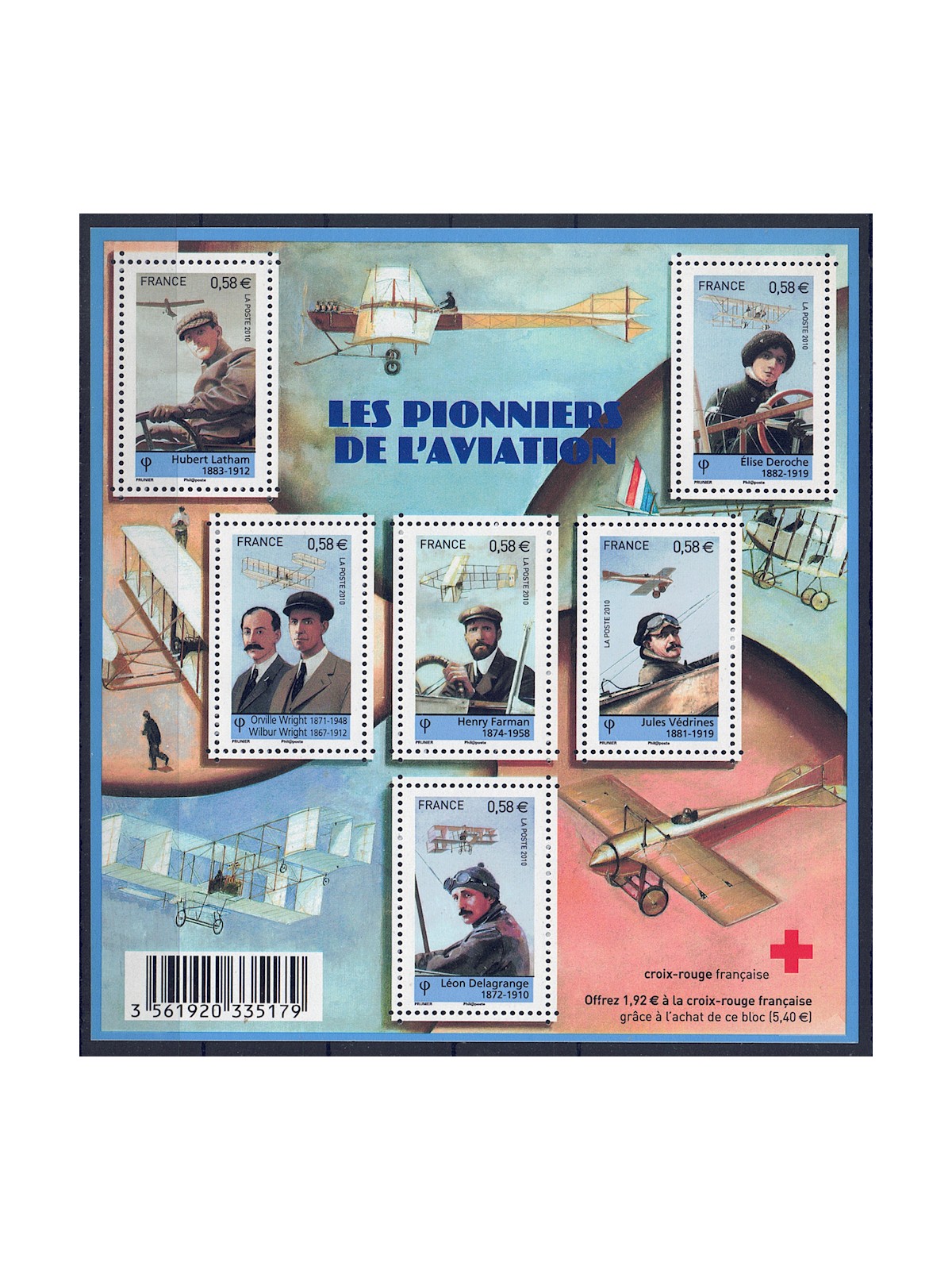 FRANCE 2010 Aviation Pioneers s/s MNH**