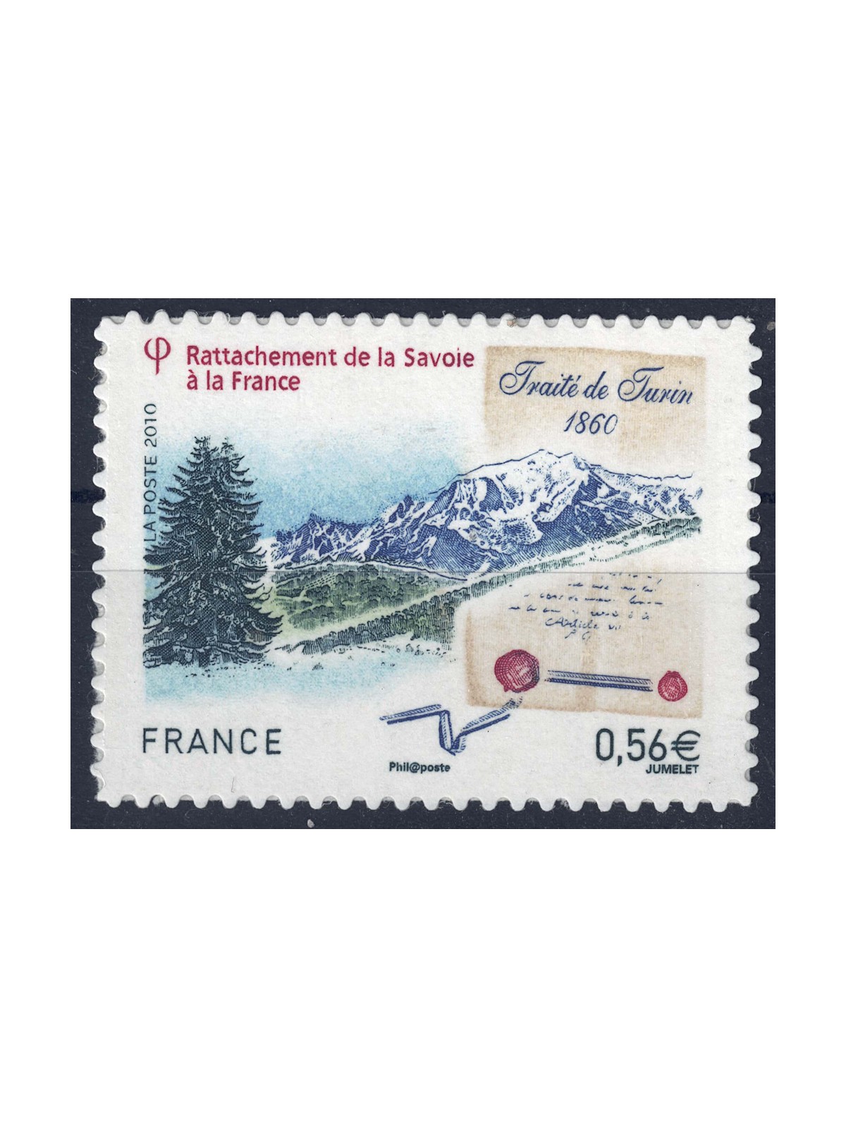 FRANCIA 2010 Trattato di Torino (adesivo) MNH**