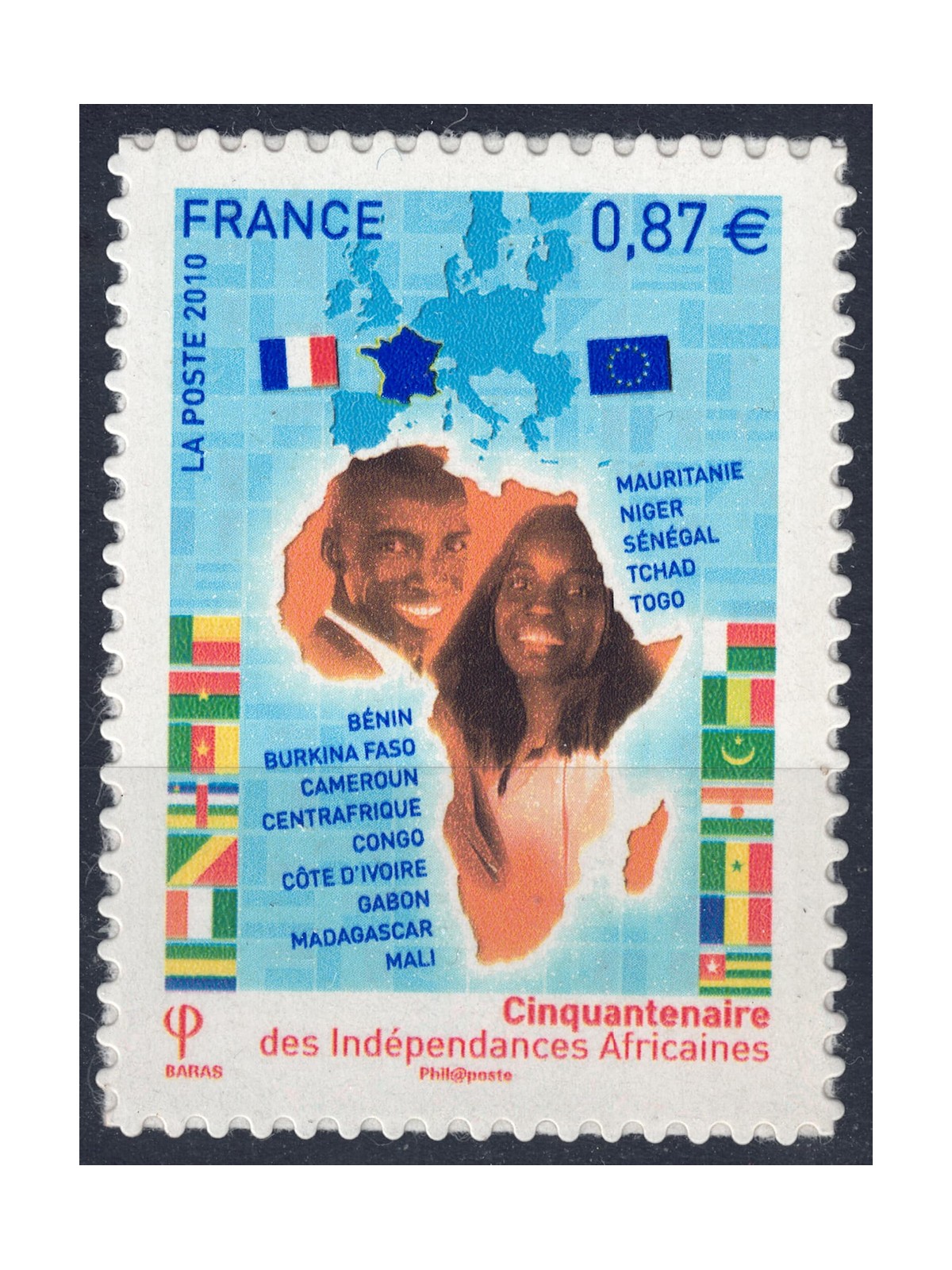 FRANCIA 2010 Indipendenza Colonie (adesivo) MNH**