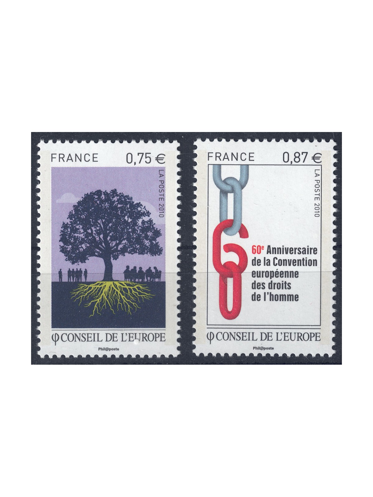 FRANCIA 2010 Servizio (Consiglio d'Europa) 2v MNH**