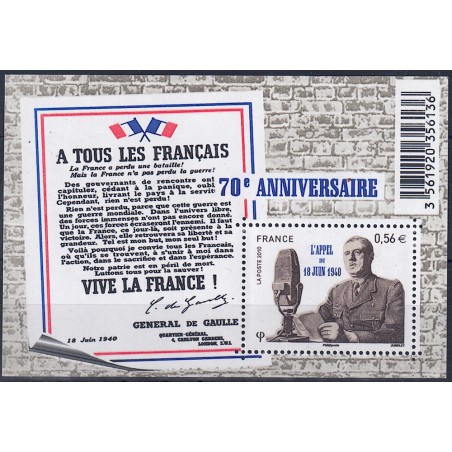 FRANCIA 2010 Generale De Gaulle BF MNH**
