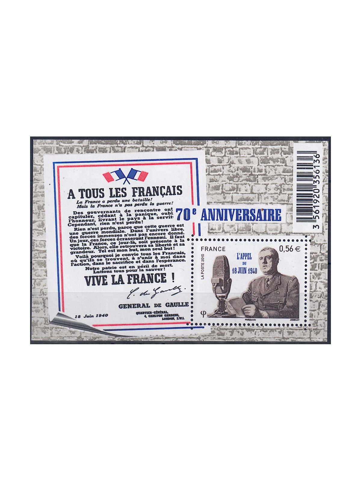 FRANCE 2010 General De Gaulle s/s MNH**