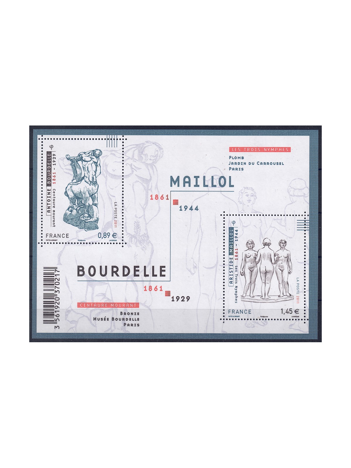 FRANCE 2011 Art (Bourdelle and Maillol) s/s MNH**
