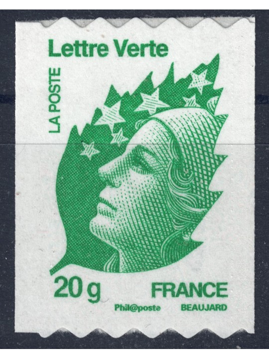 FRANCE 2011 Marianne and green leaf (57c s-a coil) MNH**